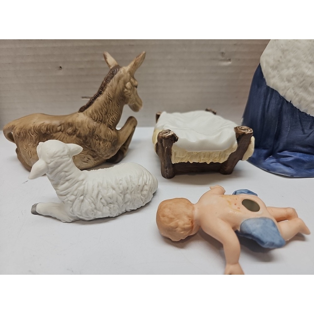 Vintage Homco Nativity 5260 Complete Set 10 Pieces Porcelain Bisque Matte Finish - Picture 12 of 13